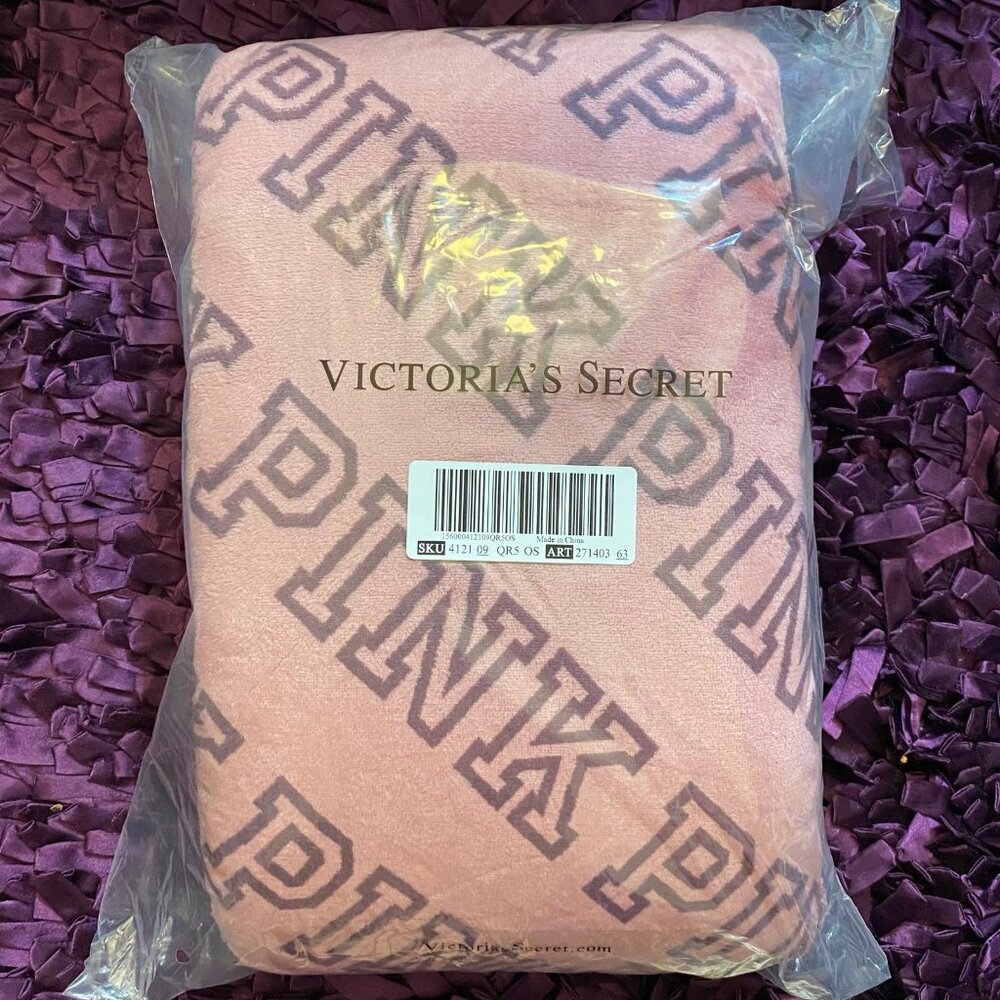 VS Pink Mauve Logo Sherpa Blanket
